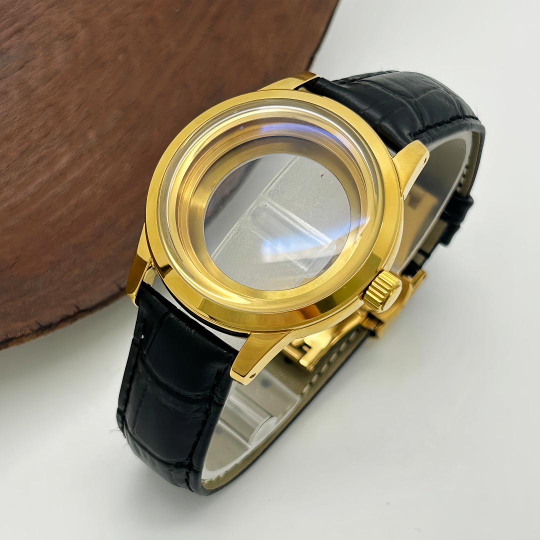 39mm腕時計ケース バタフライダブルバックルレザーストラッ - Bronze Case Watch のレビューと価格