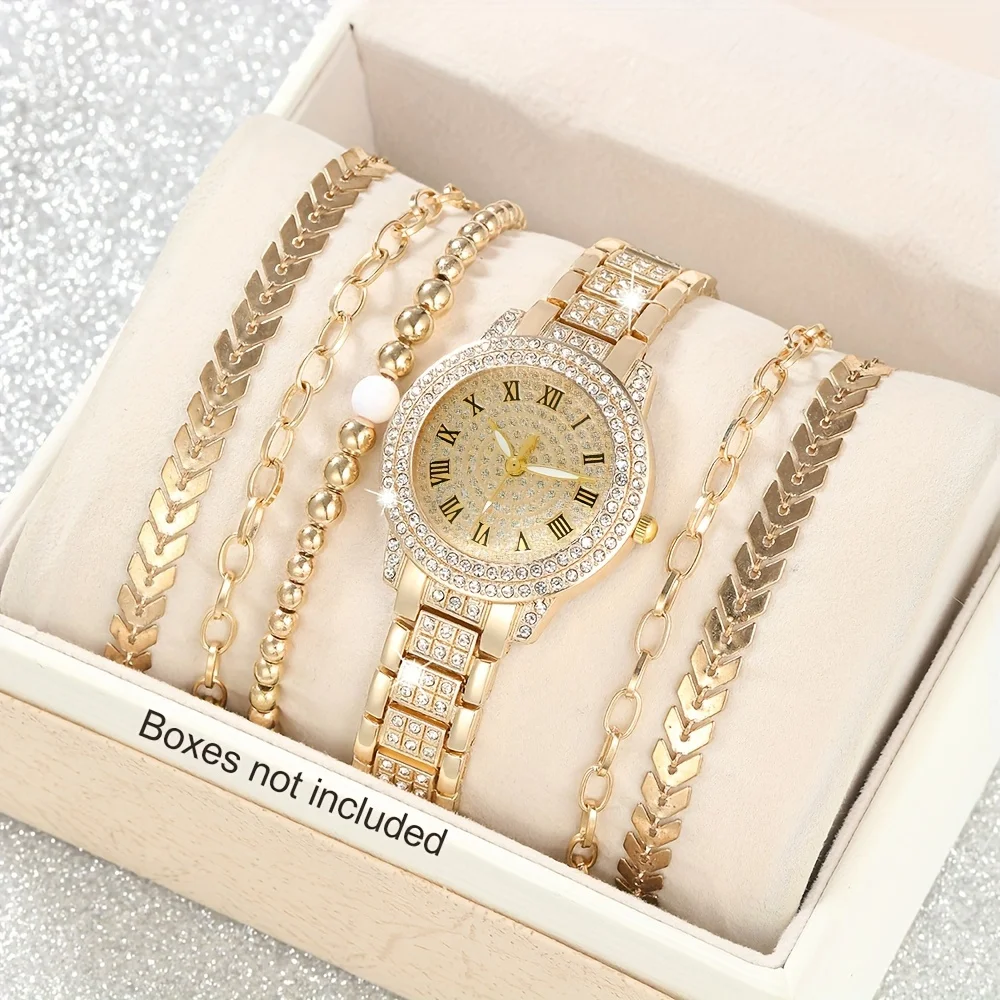 女性用ラグジュアリーラインストーンクォーツ時計、ゴールデンフ - Luxury Watch Gift For Her のレビューと価格