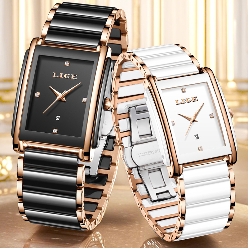 LIGE ファッションエレガントな女性用腕時計フルセラミック - Luxury Watch Holder のレビューと価格