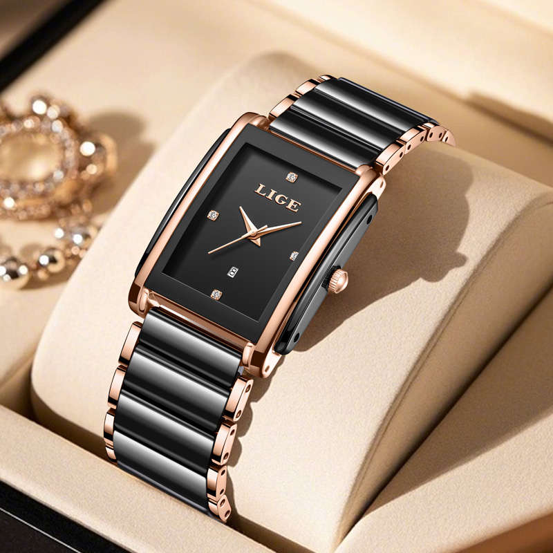 LIGE ファッションエレガントな女性用腕時計フルセラミック - Luxury Watch Holder のレビューと価格