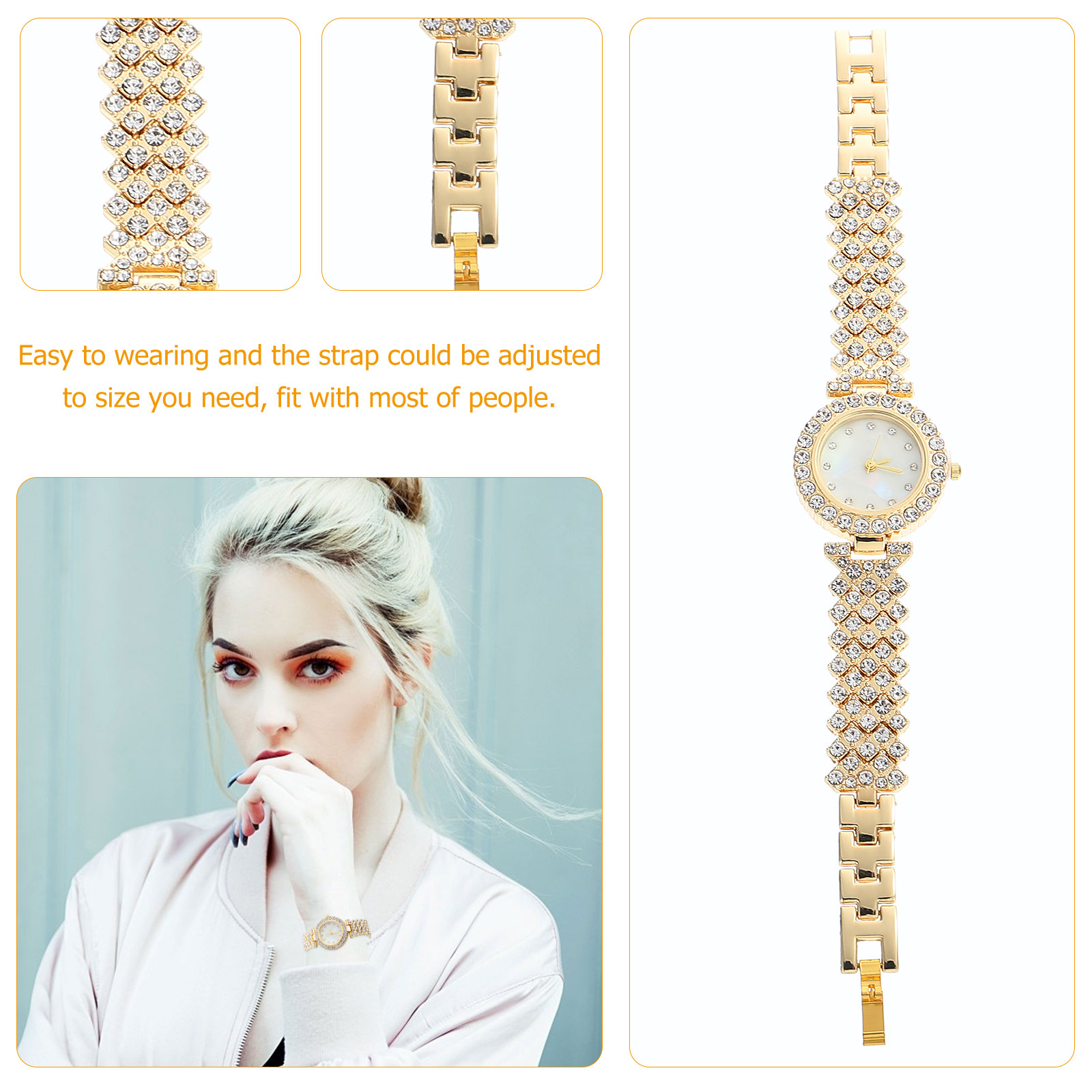 ラインストーンウォッチ ゴールドトーン クォーツ レディース - Luxury Watch Gift For Her のレビューと価格