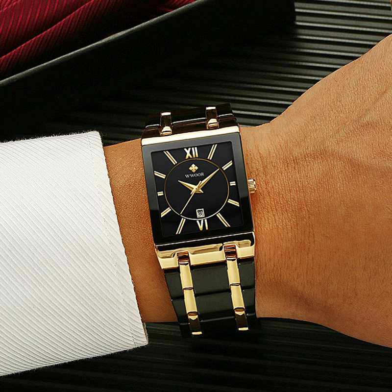 Wwoor-男性用ステンレススチールブレスレット,高級ブラン - Luxury Watch Mockup のレビューと価格