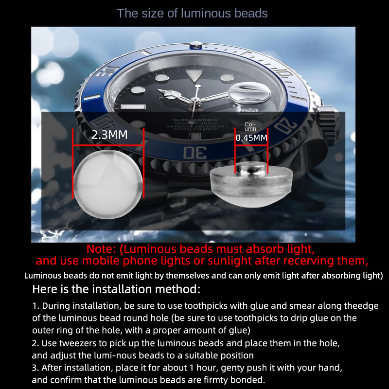 ロレックスサブマリーナ用の発光ビーズ,緑,黒,ウォーターゴー - Luxury Watch Expensive のレビューと価格